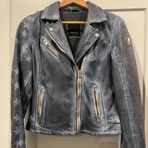 Blue 100% Leather Jacket